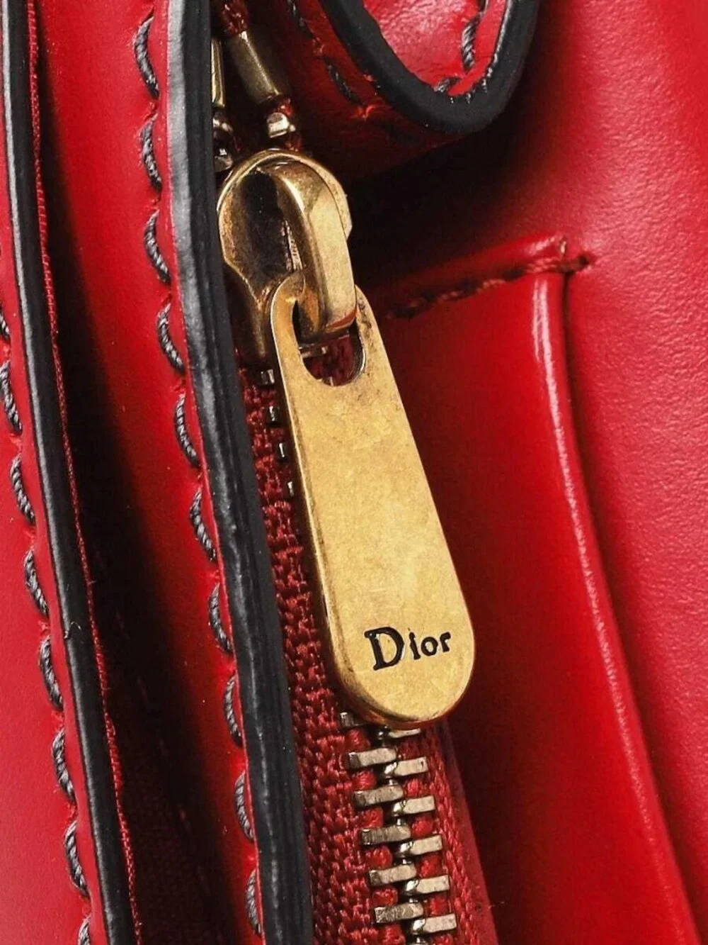Christian Dior Red Smooth Calfskin Leather J'ADIOR Wallet on Chain Clutch Bag